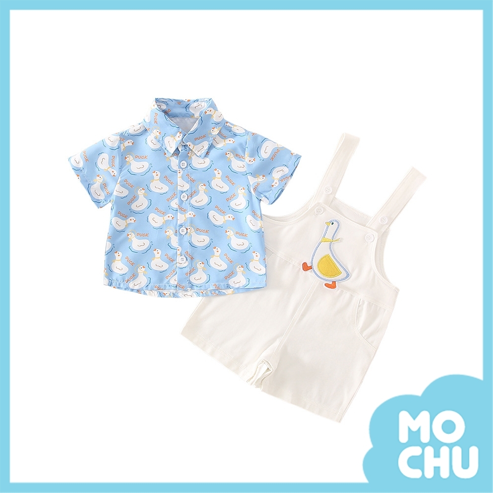 淘氣鴨鴨短袖背帶褲套裝