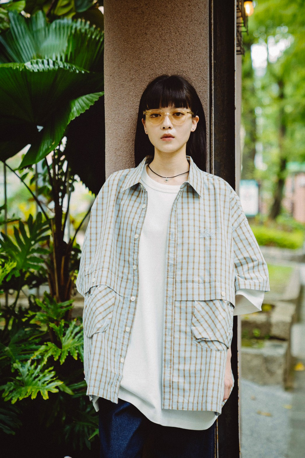 KEBOZ - CHECK S/S BALL SHIRT / 2COLORS