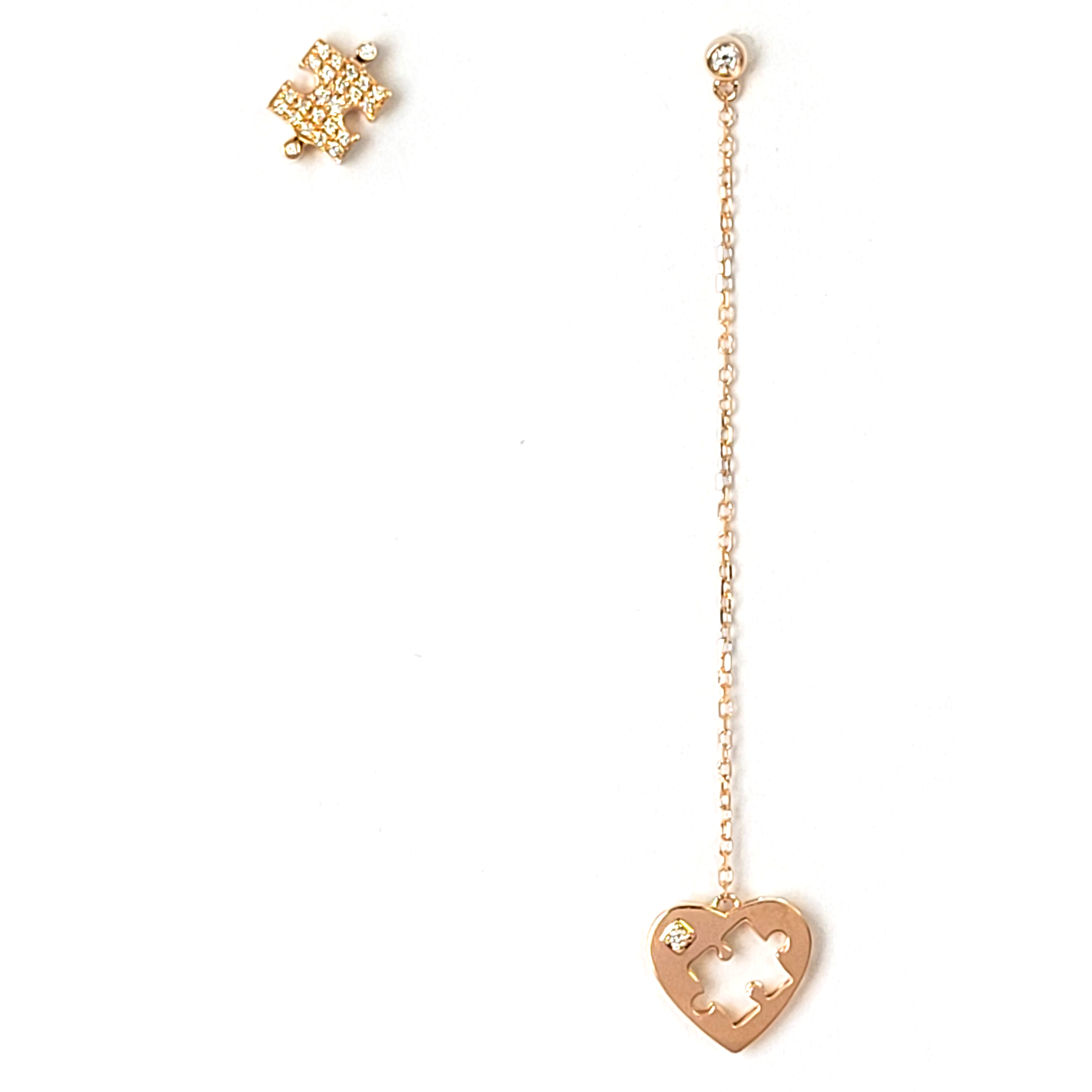 18K白金天然鑽石拼圖耳環