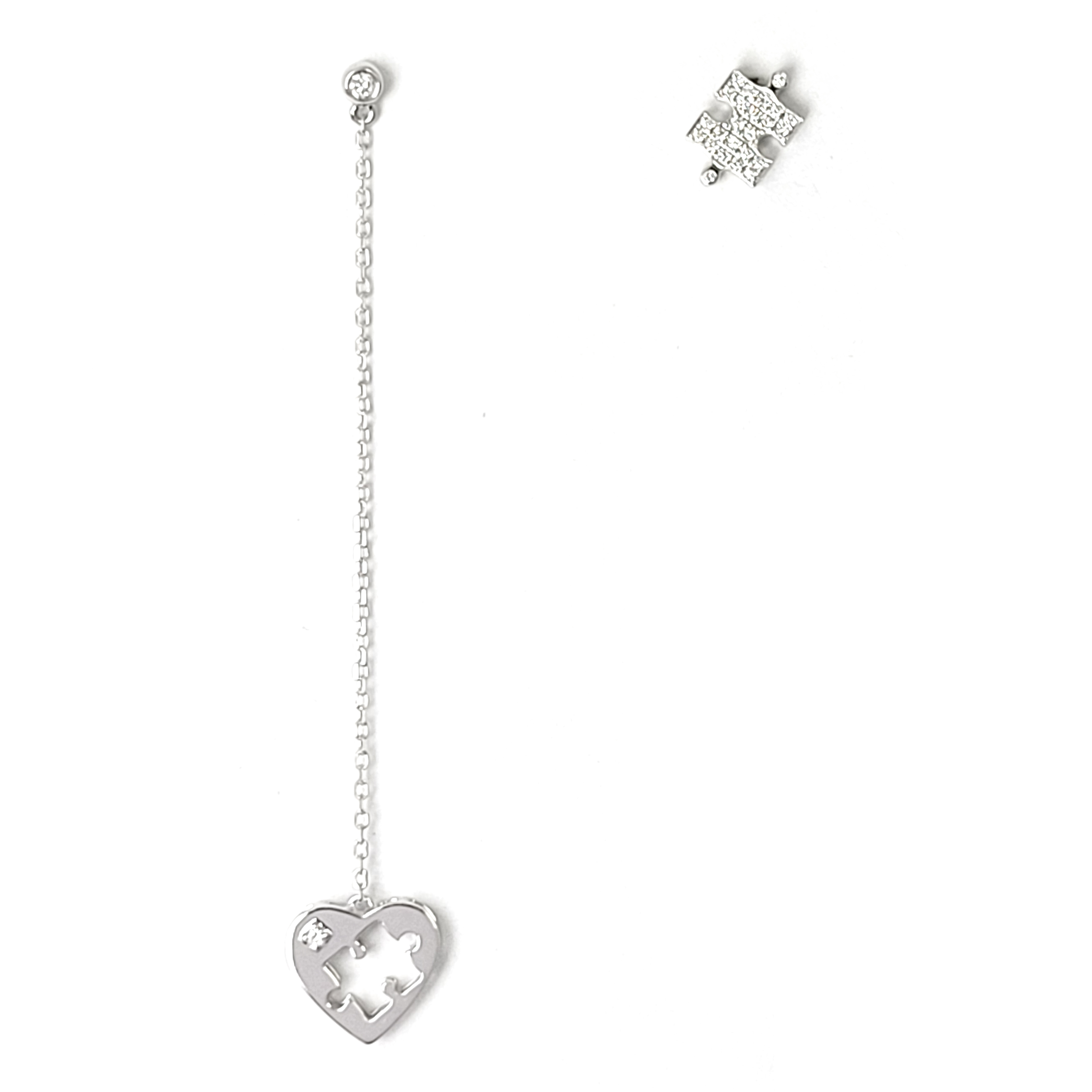 18K白金天然鑽石拼圖耳環