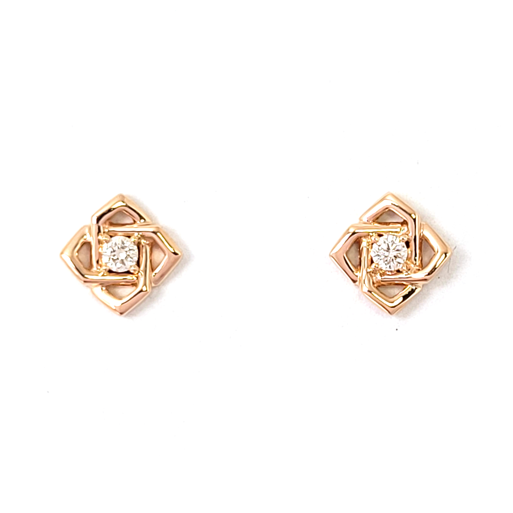 18K玫瑰金天然鑽石耳環