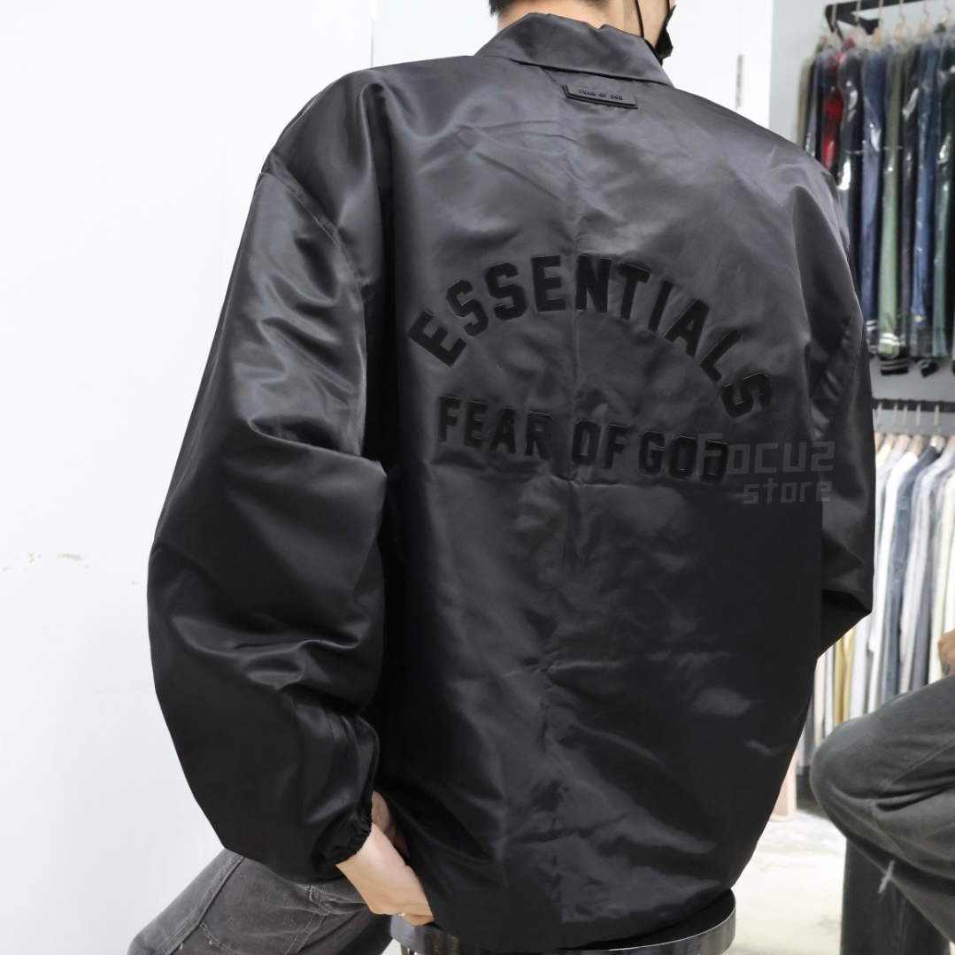 【Focus Store】現貨秒發 Fear of God Essentials the black collection COACH JACKET "Jet  Black" 教練外套