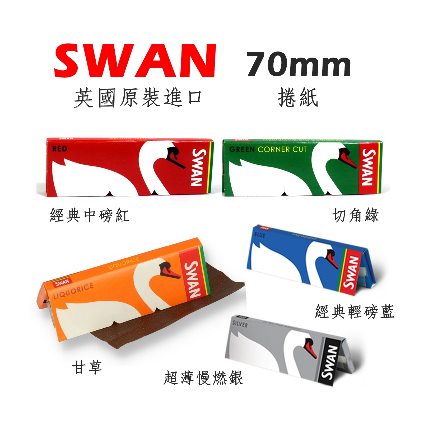 【SWAN】英國原裝進口、70mm、手捲煙專用捲紙