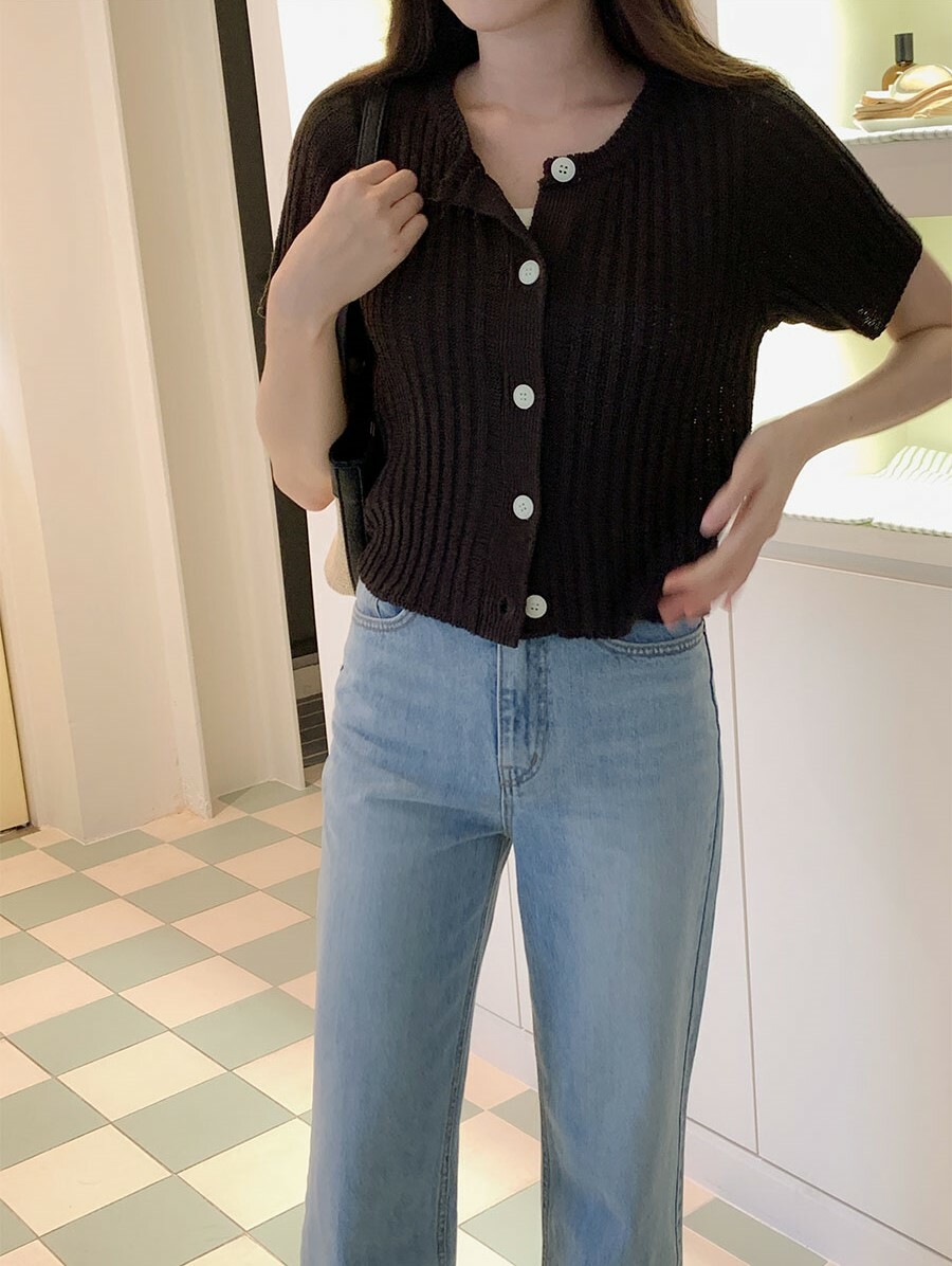 韓國Cherrykoko授權 清新氛圍兩色坑條排扣針織衫【madekoko】系列