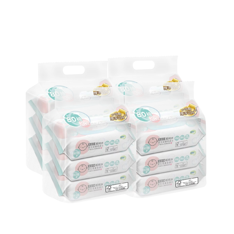 Nac Nac 超純水濕巾80抽(4串共12包)