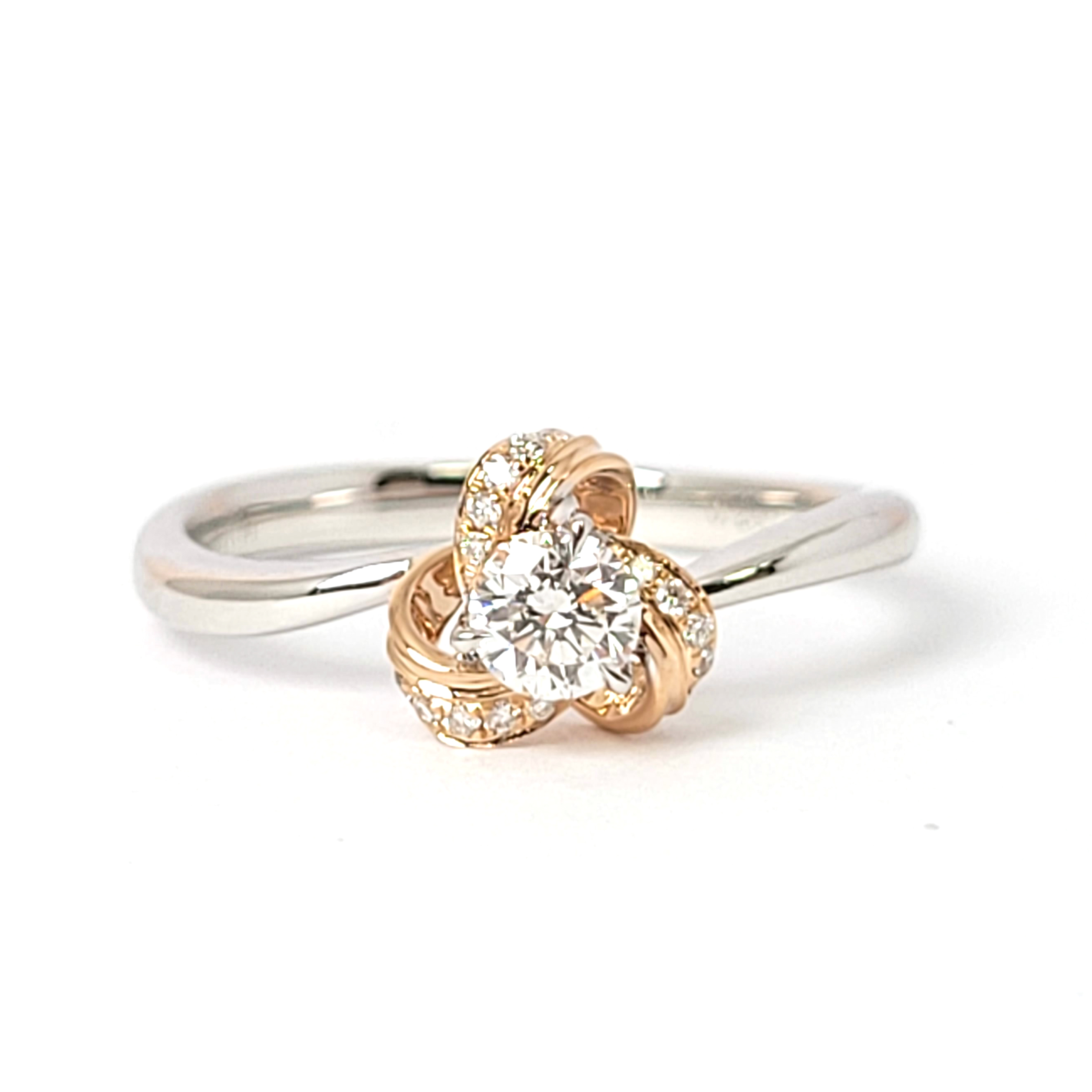 18K白金/玫瑰金天然鑽石戒指