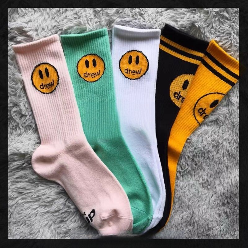 Drew house笑臉襪子男女運動襪情侶襪長襪
