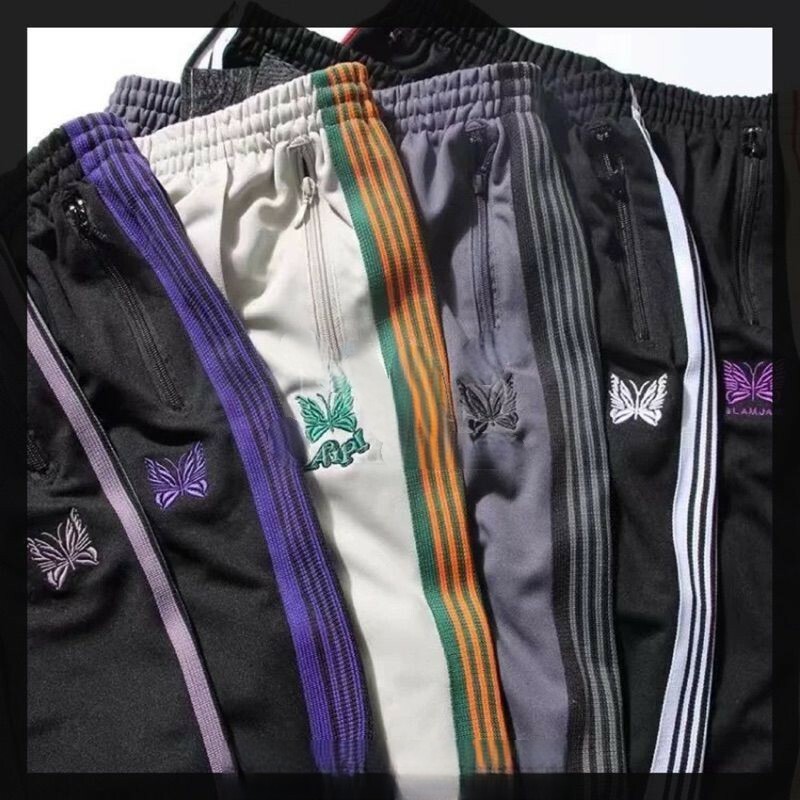 Needles蝴蝶刺繡織帶復古寬鬆 HD直筒褲 休閒褲 長褲