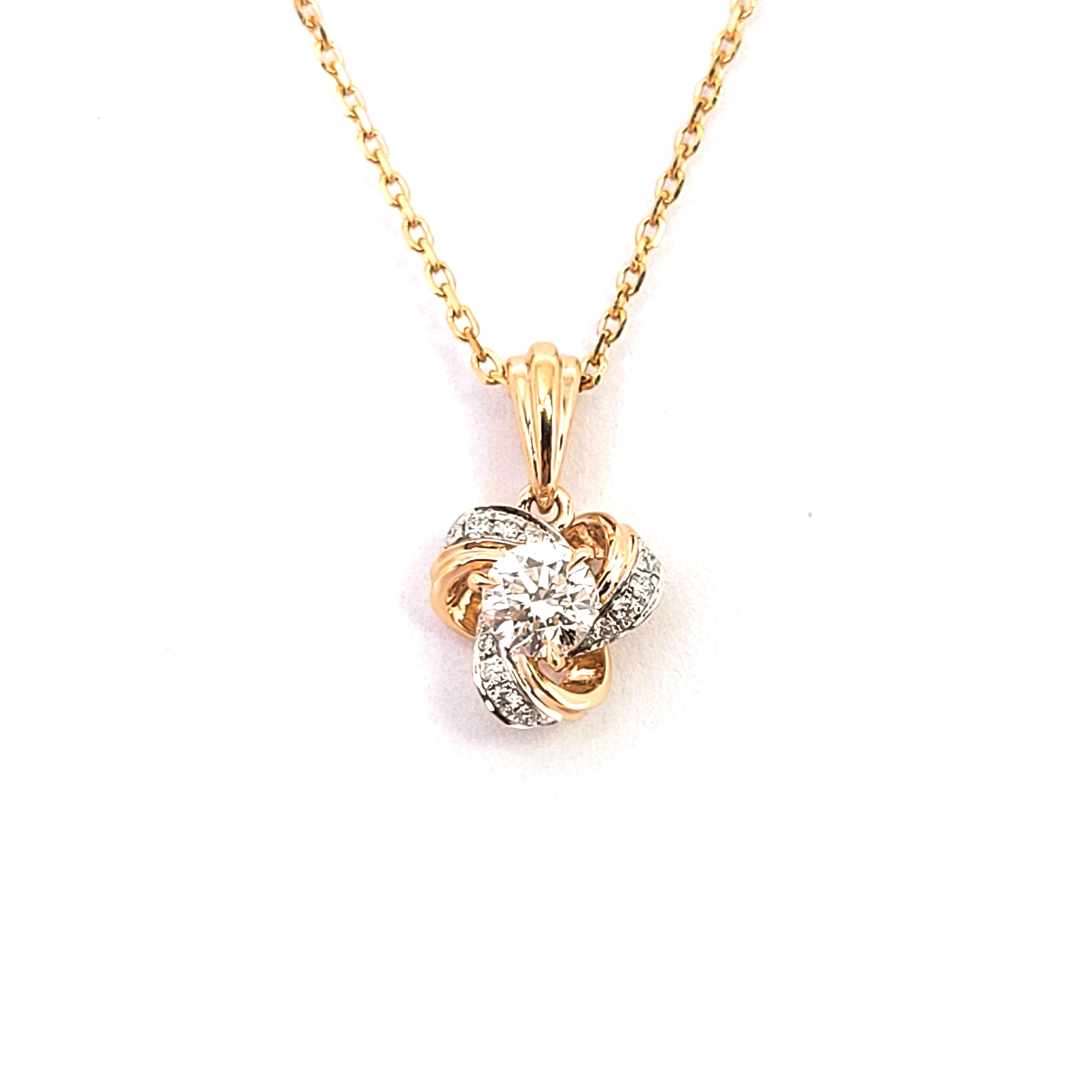 18K玫瑰金/白金天然鑽石頸鏈