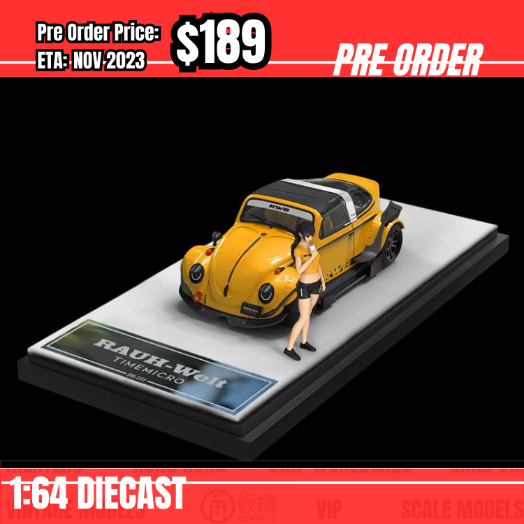 PO-$189 * Time Micro * 1:64 RWB Beetle Targa Yellow w/ figure [26/07]