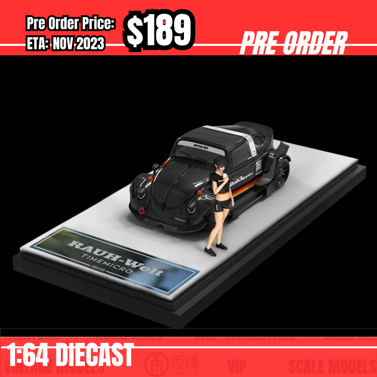 PO-$189 * Time Micro * 1:64 RWB Beetle Targa Black w/ figure [26/07]
