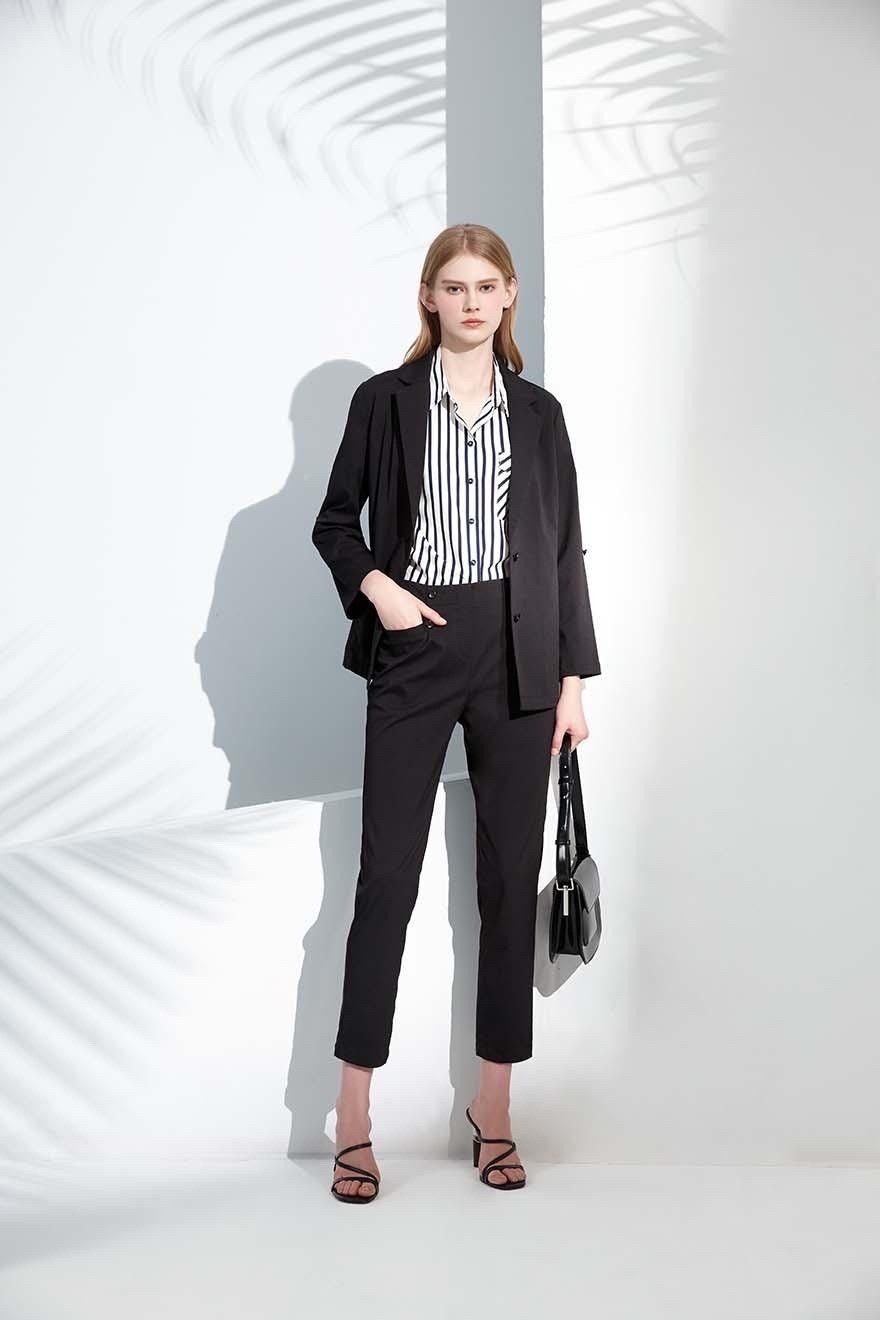 OL韓系時尚涼感紗彈性舒適修身長褲S6283