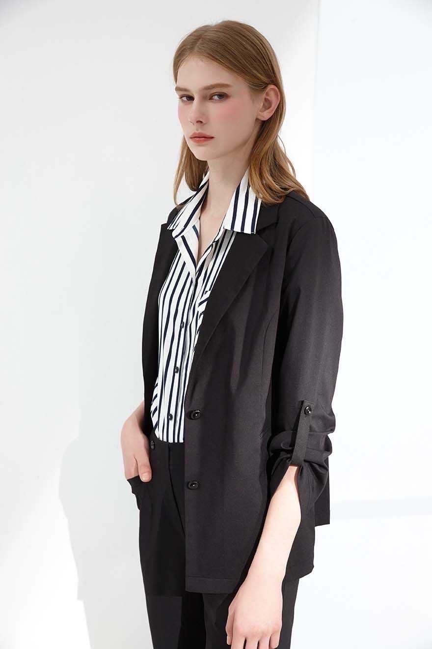 OL韓系時尚涼感紗彈性修身西裝外套S6281