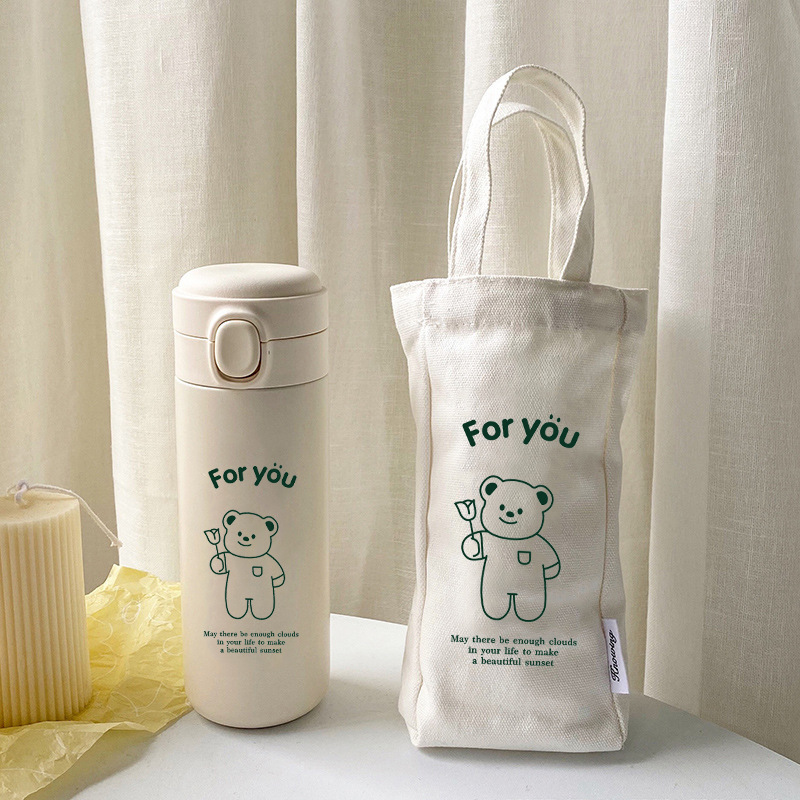 《2793》For you口袋小熊304保溫杯/手提小袋