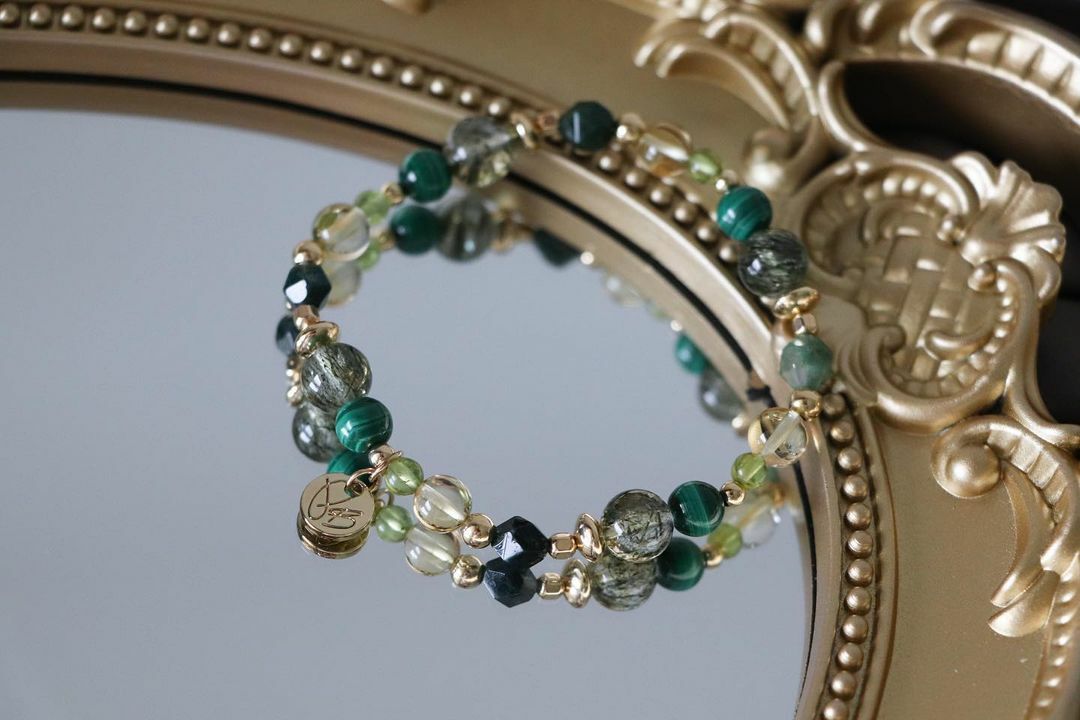 ☽◌*旅人的羈絆／孔雀石．綠髮晶．橄欖石．黃水晶