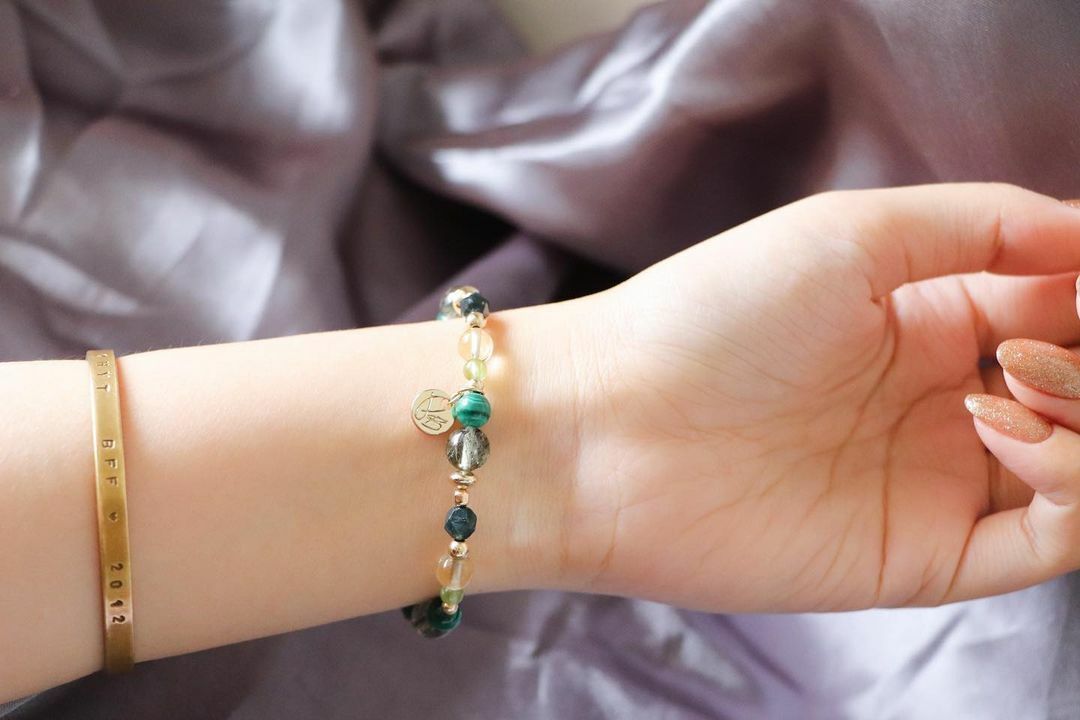 ☽◌*旅人的羈絆／孔雀石．綠髮晶．橄欖石．黃水晶