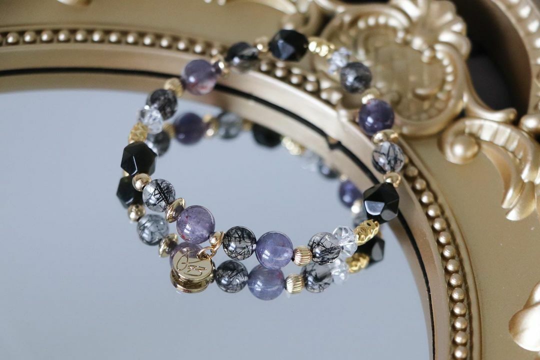 ☽◌*印度洋之淚／血滴堇青石．黑髮晶．黑曜石