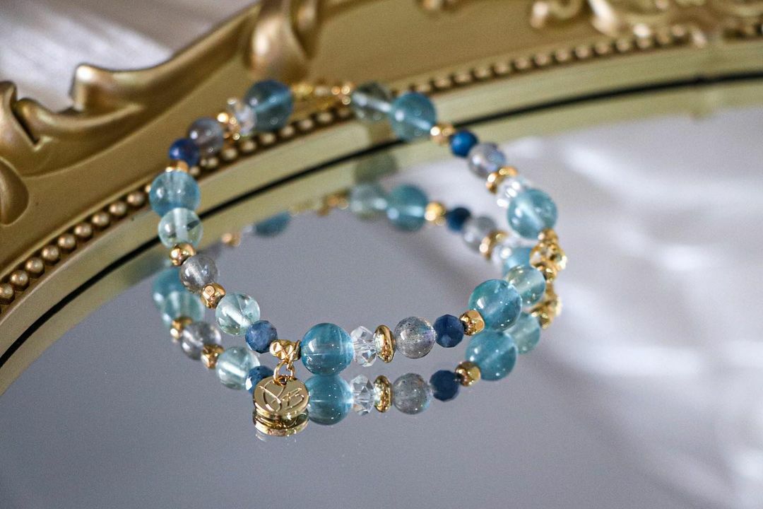 ☽◌*大馬士茴香／藍螢石．拉長石．藍晶石．黃水晶