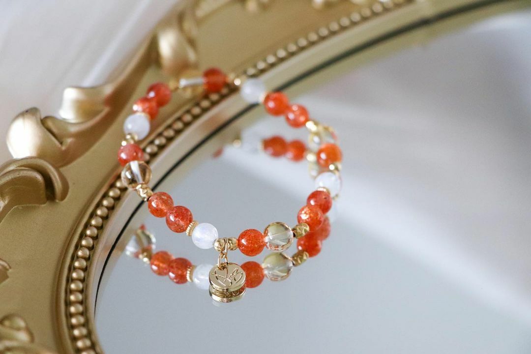 ☽◌*烈焰／高品金太陽．月光石．黃水晶