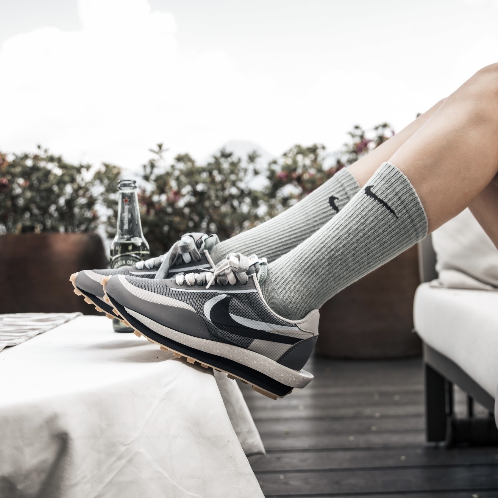 Nike LDWAFFLE x Sacai x CLOT 灰藍綠 三方聯名 解構鞋