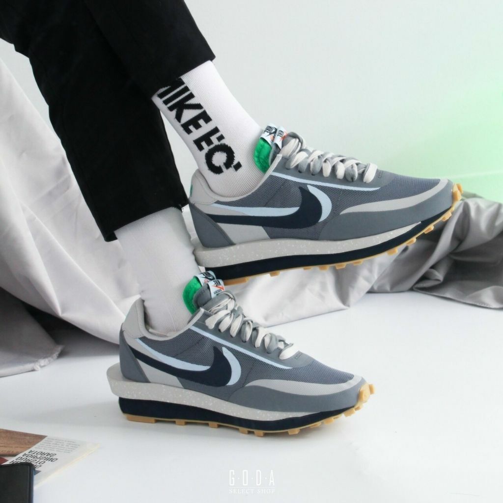 Nike LDWAFFLE x Sacai x CLOT 灰藍綠 三方聯名 解構鞋