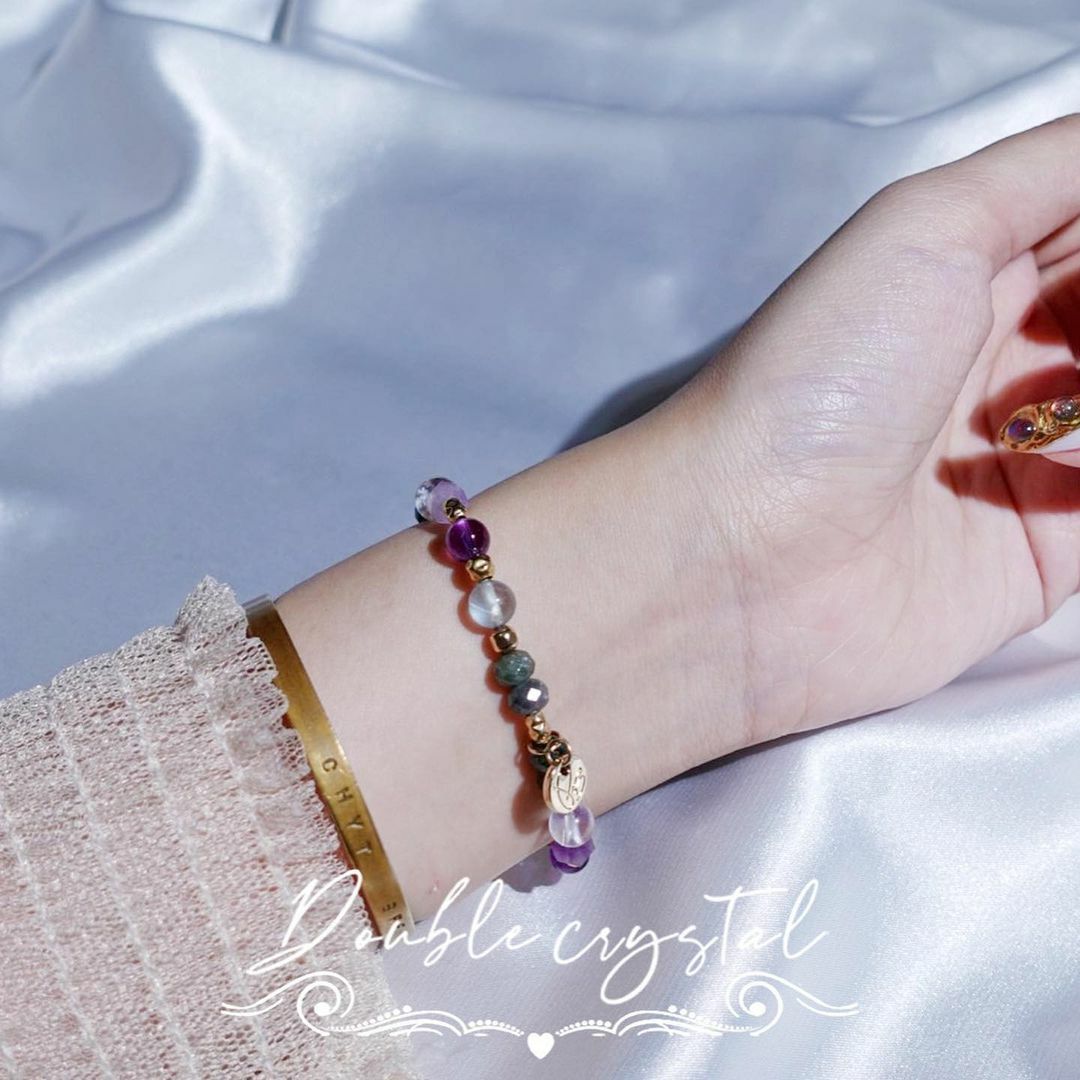 ☽◌*卡布里的夜晚／綠磷灰．綠螢石．紫水晶