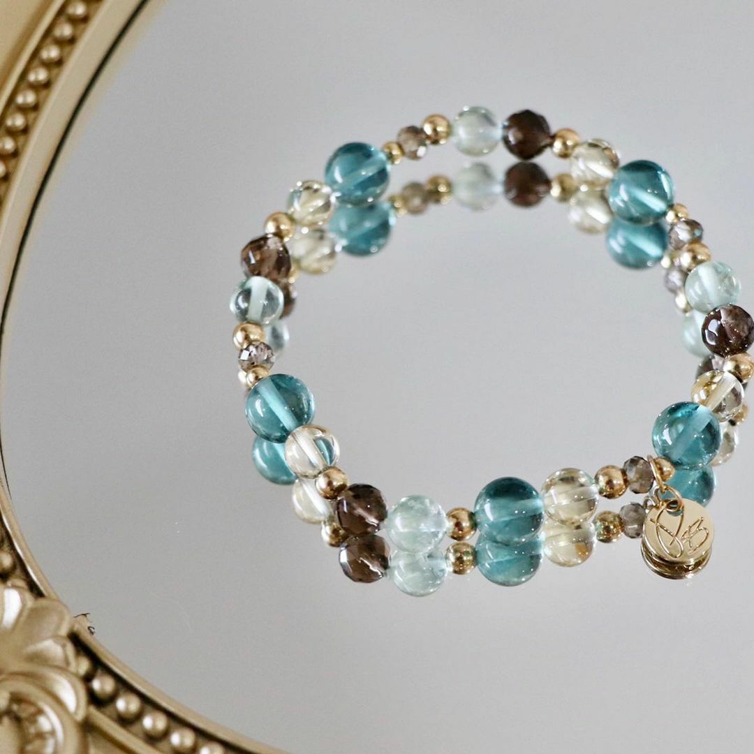 ☽◌*咖啡琴通寧／藍螢石 ．茶水晶．黃水晶