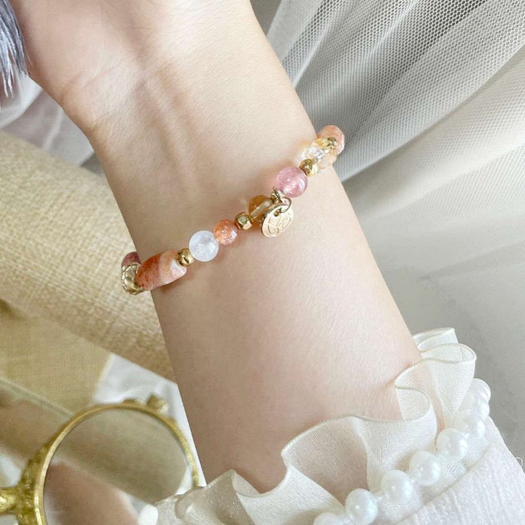 ☽◌*白桃奶蓋 ／金太陽．草莓晶．月光石