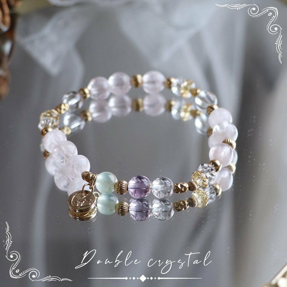 ☽◌*幽雪花紗-花的序曲系列／雪花幽靈．黃水晶．葡萄石．紫水晶