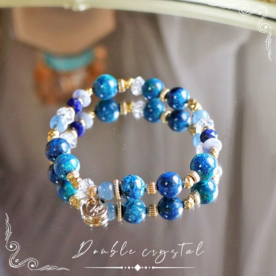 ☽◌*馬蒂爾德／高品藍銅礦設計款．青金石．藍點石