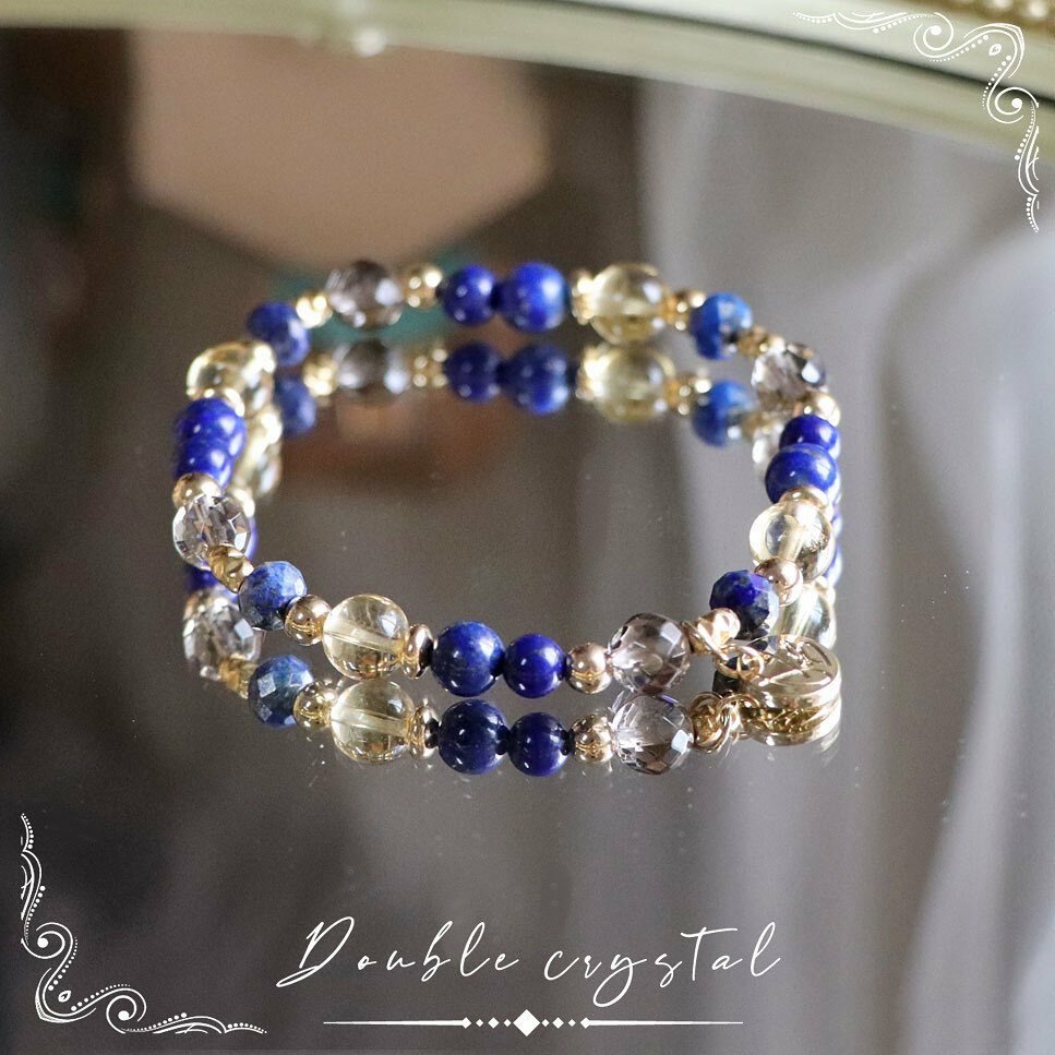 ☽◌*維梅爾的筆墨下／青金石．黃水晶．茶水晶