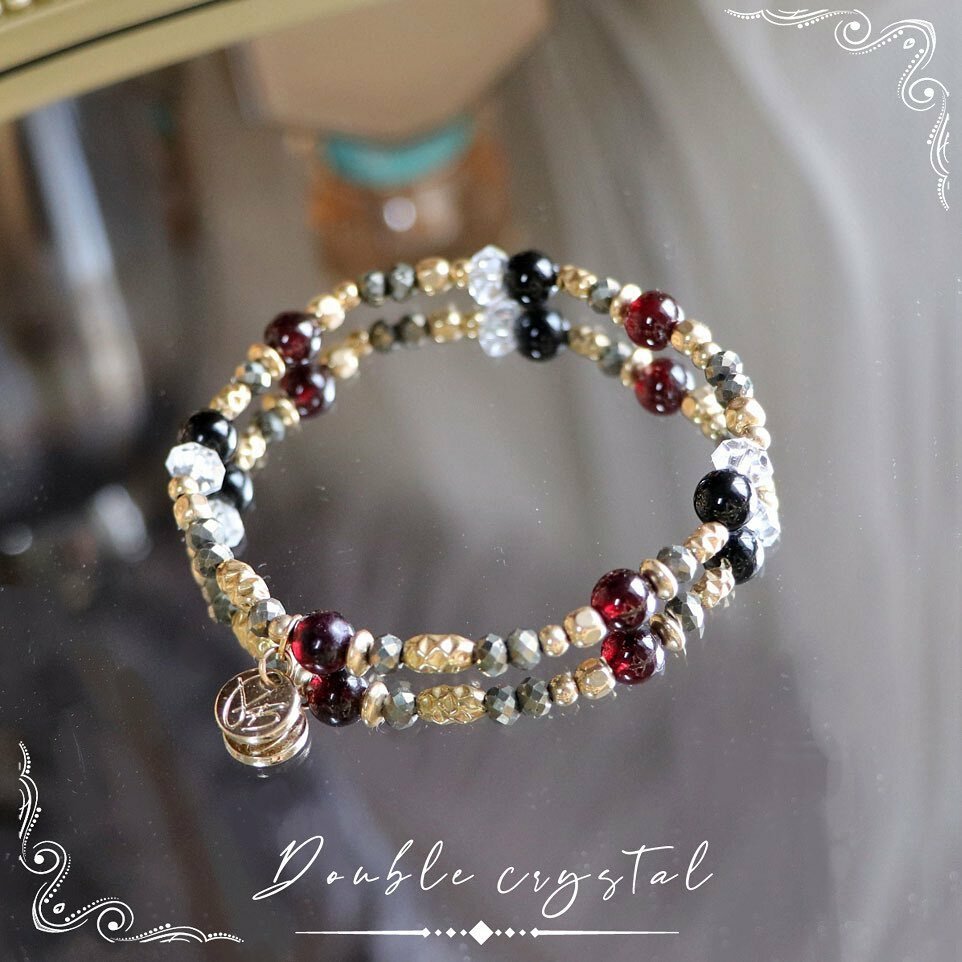 ☽◌*入夜方程式／黑碧璽．石榴石．黃鐵礦