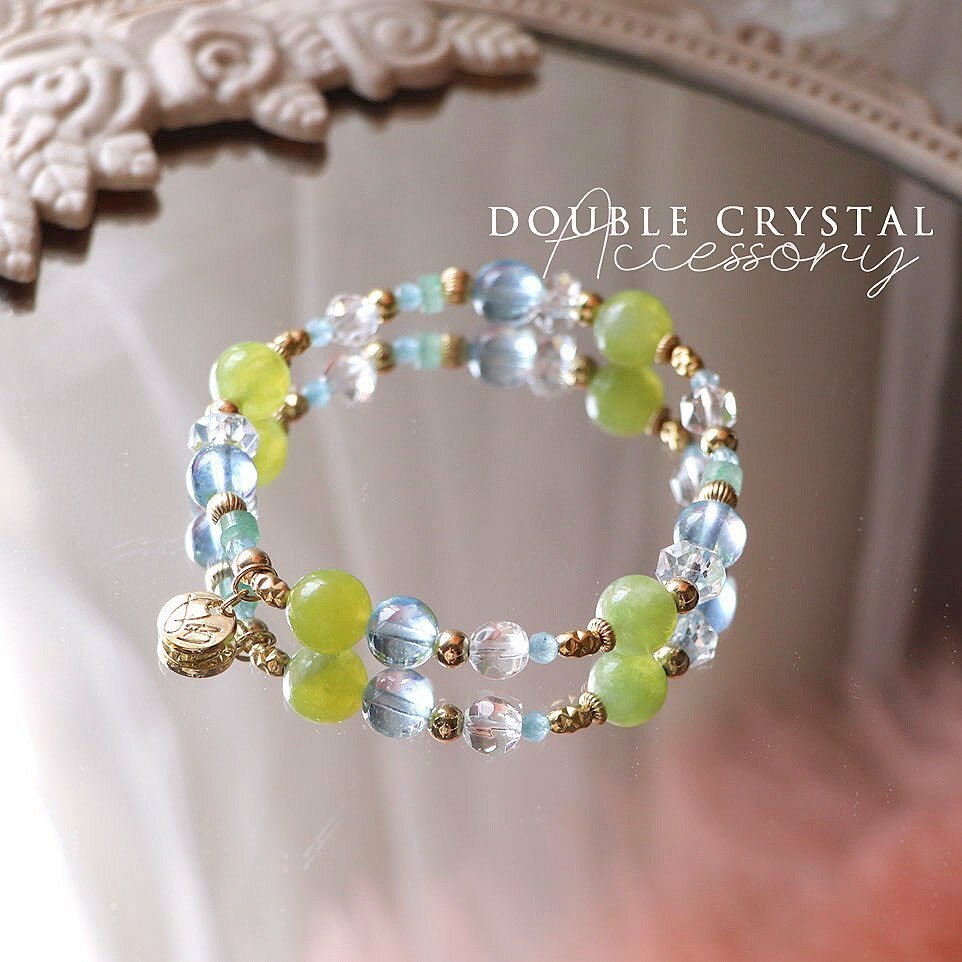 ☽◌*朱美拉榮譽／岫玉．高品淨體水海藍寶．東菱玉．白水晶