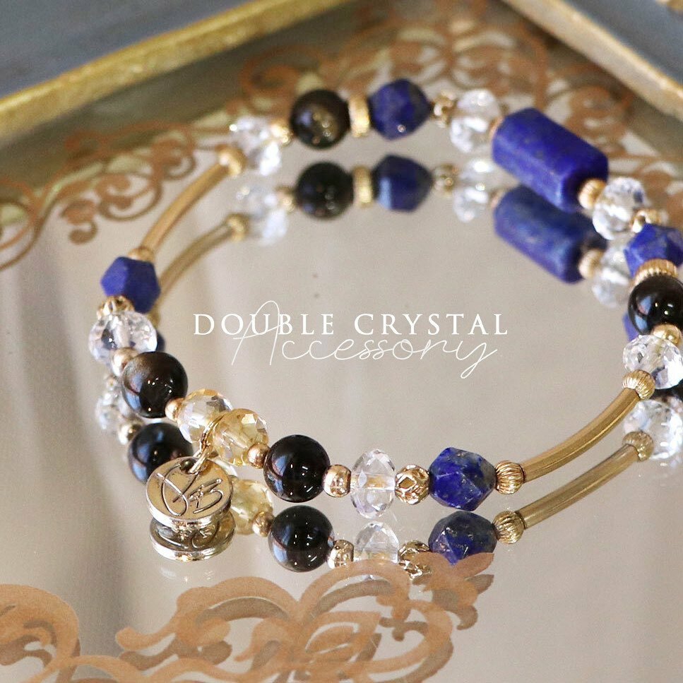 ☽⋆◌* 眺望金字塔／青金石．黑金曜石．黃水晶．白水晶