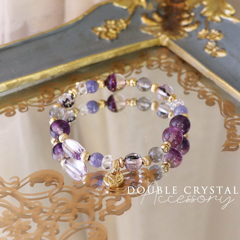 ☽◌*雲海中相見／半盆葡萄螢石．錳鋇礦．丹泉．灰月光．紫水晶