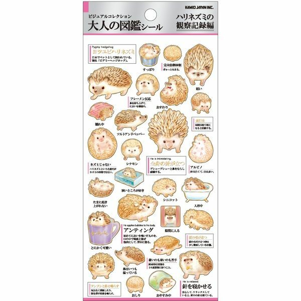 刺蝟 大人的圖鑑 金箔壓印手帳貼紙｜日本Kamio