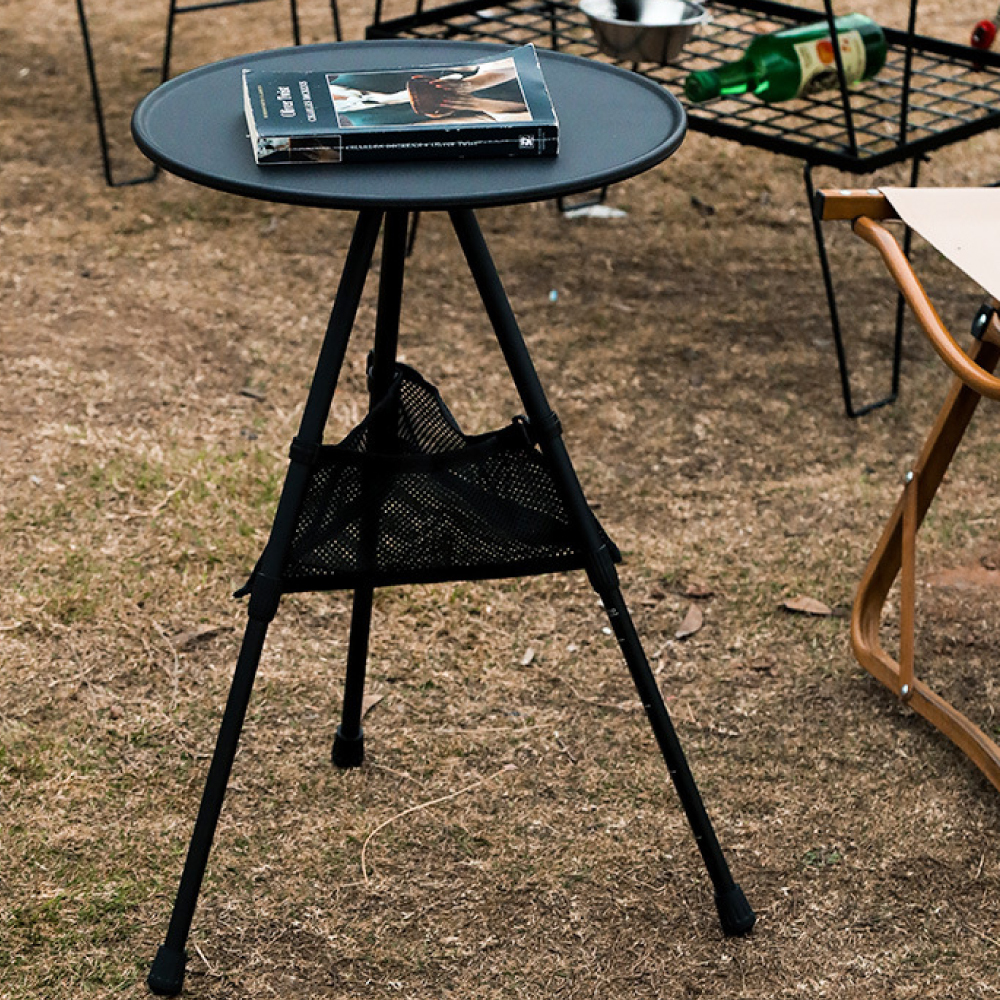 #元氣熊 鋁合金伸縮三角小圓桌 黑色/沙色/軍綠