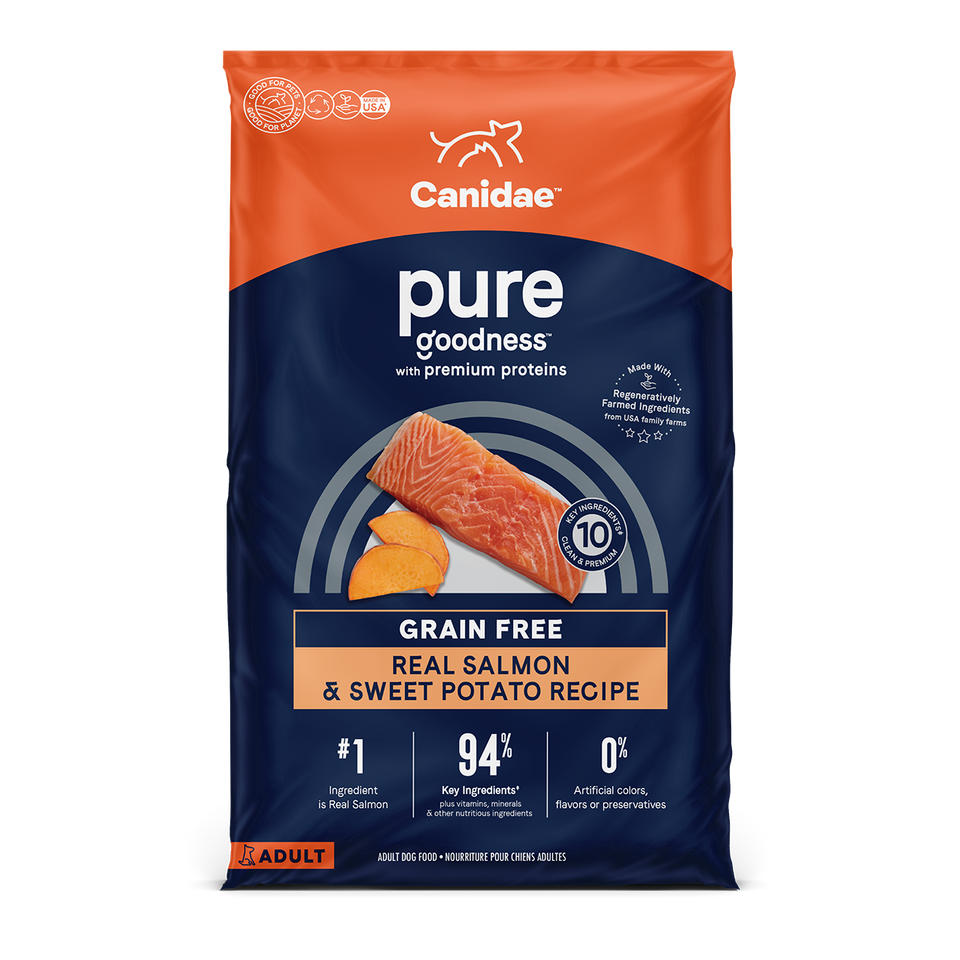 Canidae Pure Dry Dog Food Grain Free Salmon and Sweet Potato Recipe 4lb/12lb/22lb