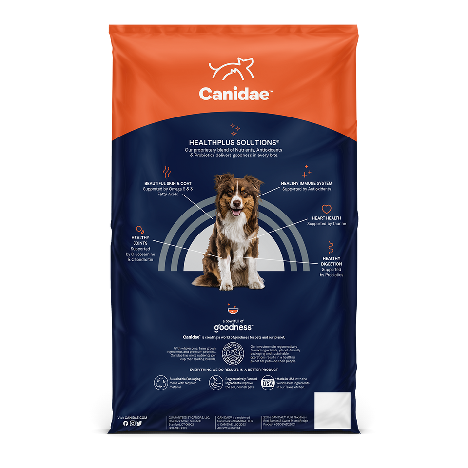 Canidae Pure Dry Dog Food Grain Free Salmon and Sweet Potato Recipe 4lb/12lb/22lb