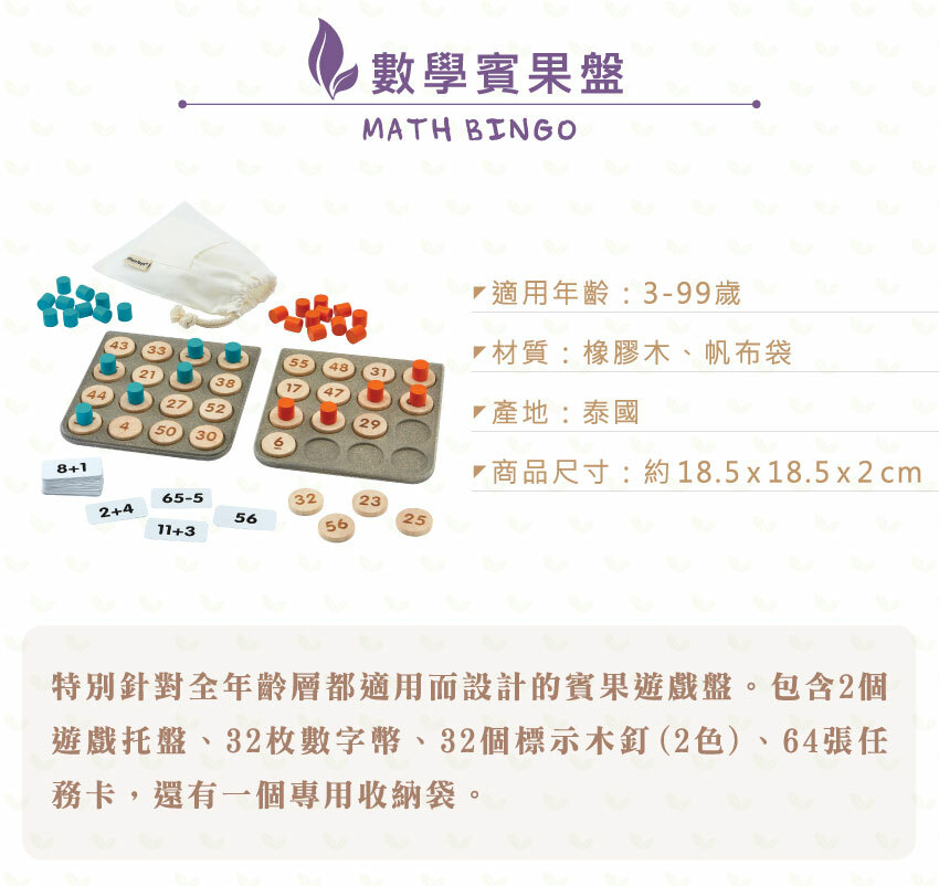 適用年齡：3-99歲，材質：橡膠木、帆布袋，產地：泰國，商品尺寸：約18.5x18.5x2cm