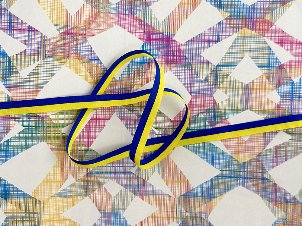 手感撞色平織帶10mm/大碼數50M/歐洲限定色 藍黃/Outlet