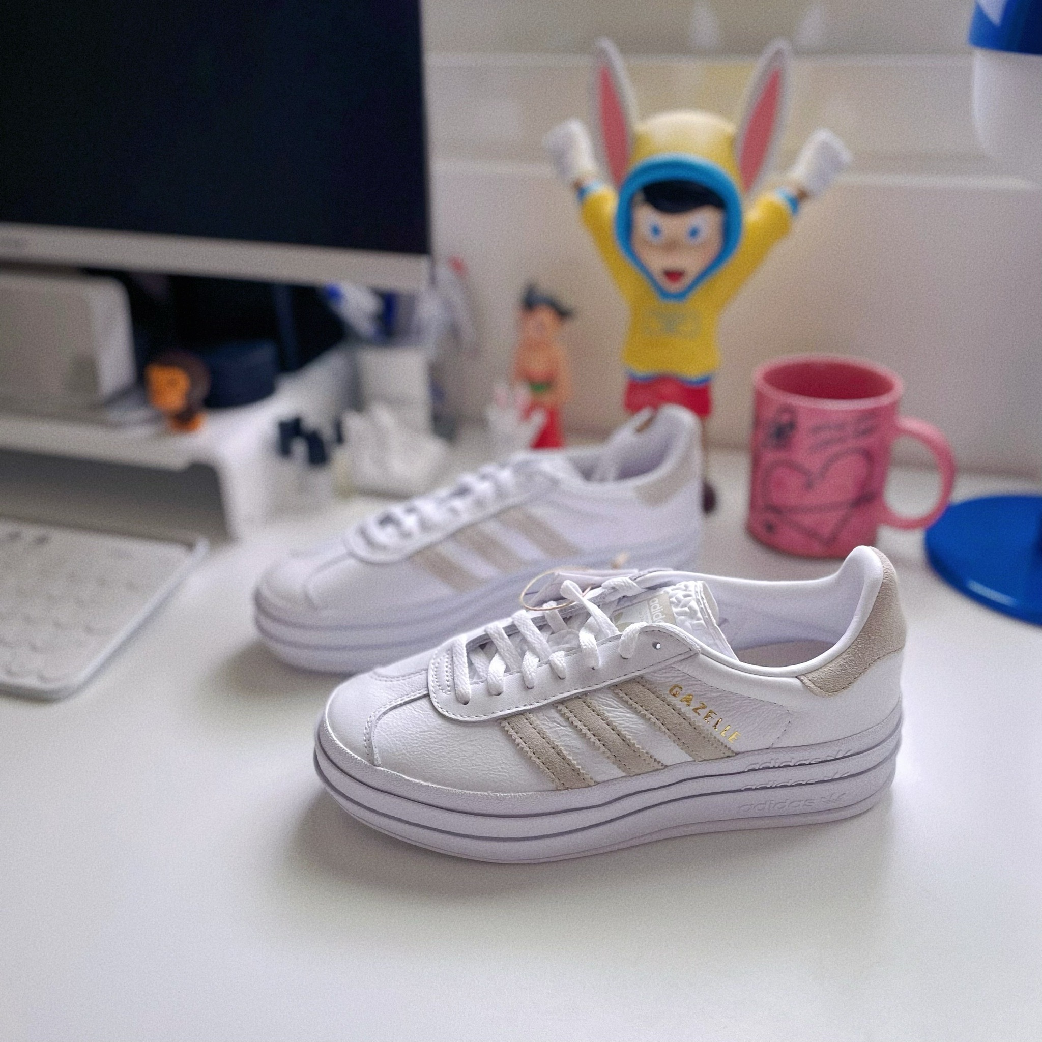 Adidas Originals Gazelle Bold Lisa同款 燕麥奶茶 白色 歐洲限定 結構 厚底 增高 IE7851