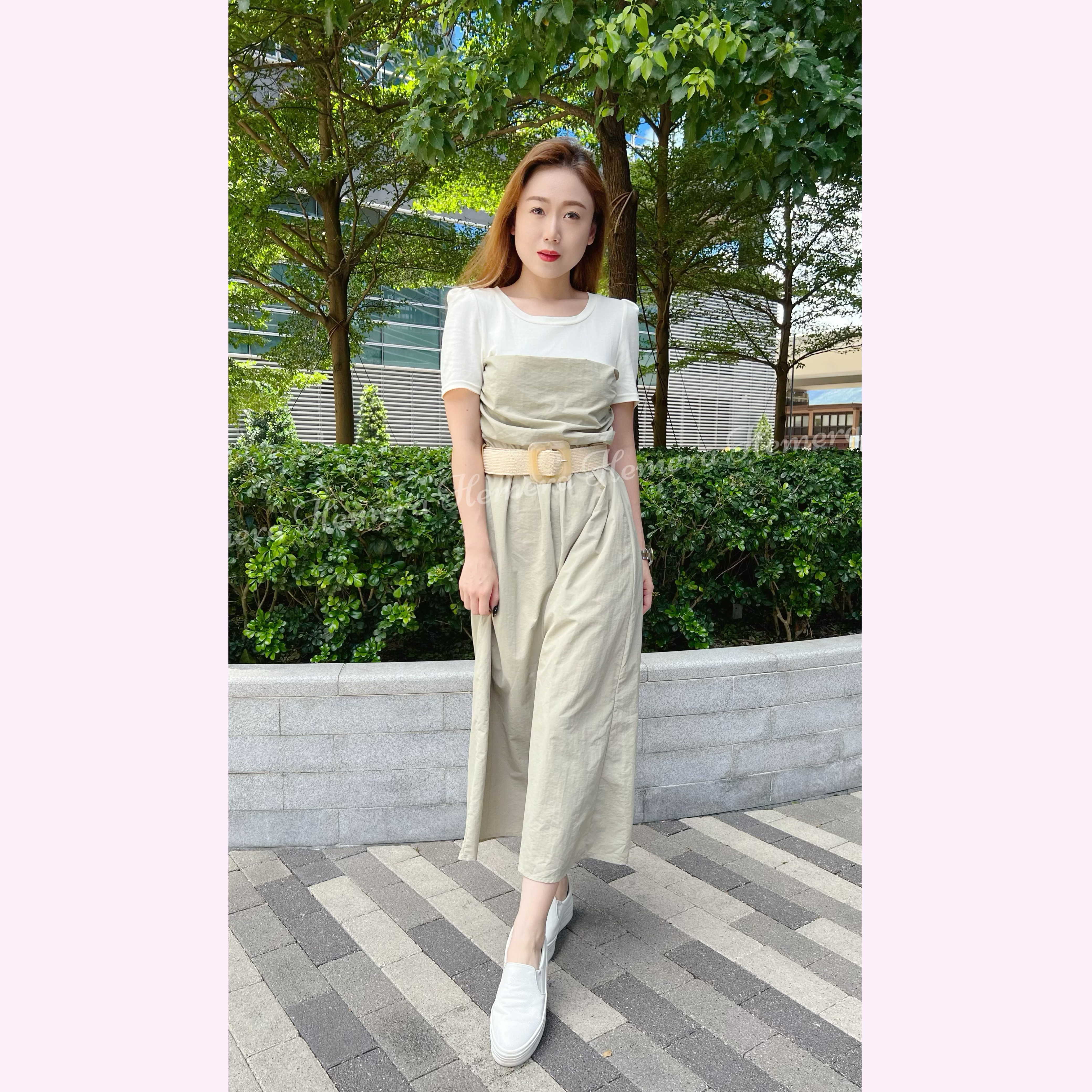 DR23S0767 假兩件文青長版連身裙