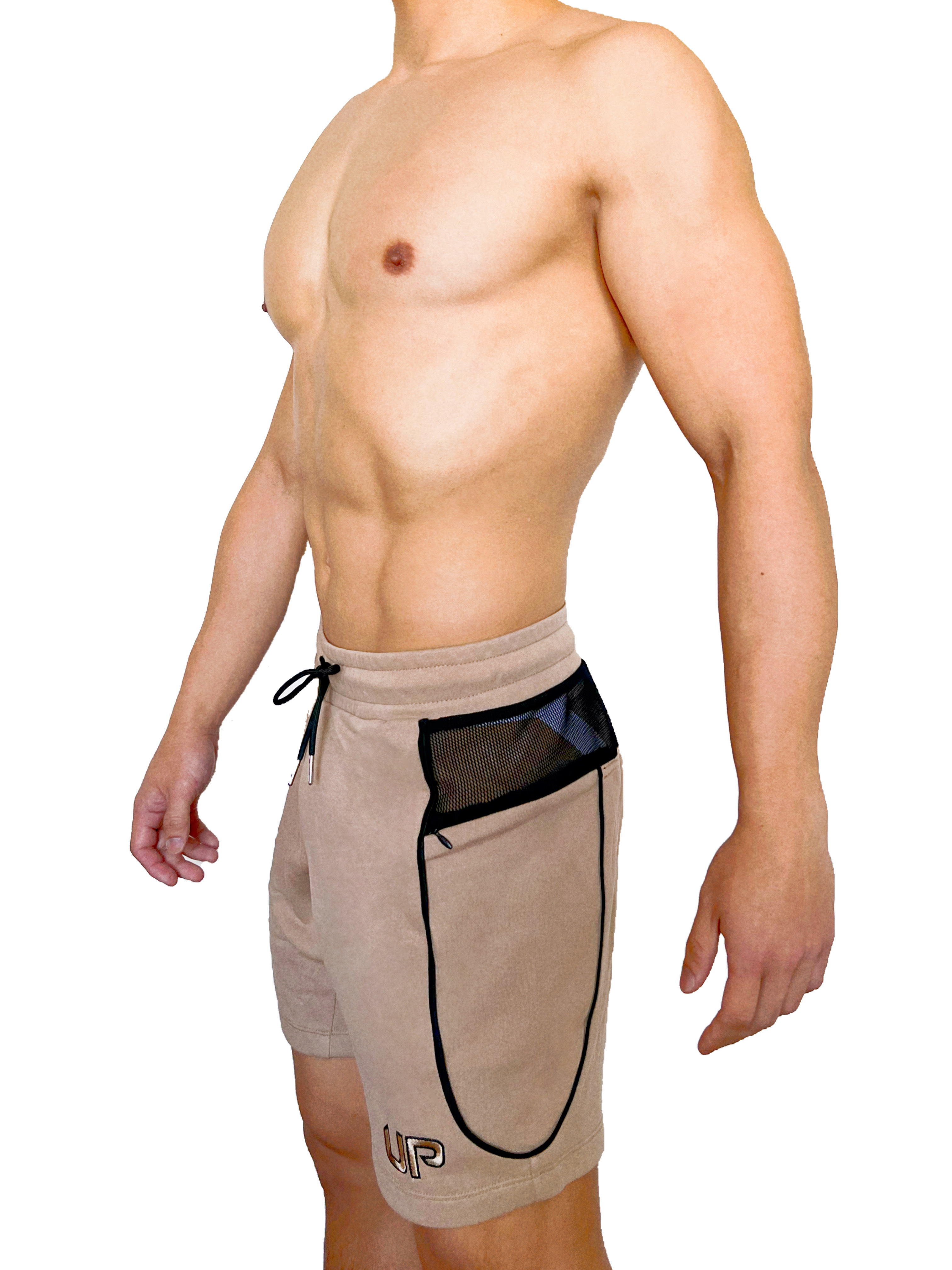 UP For Fun Pocket 棉短褲 古銅/透視黑