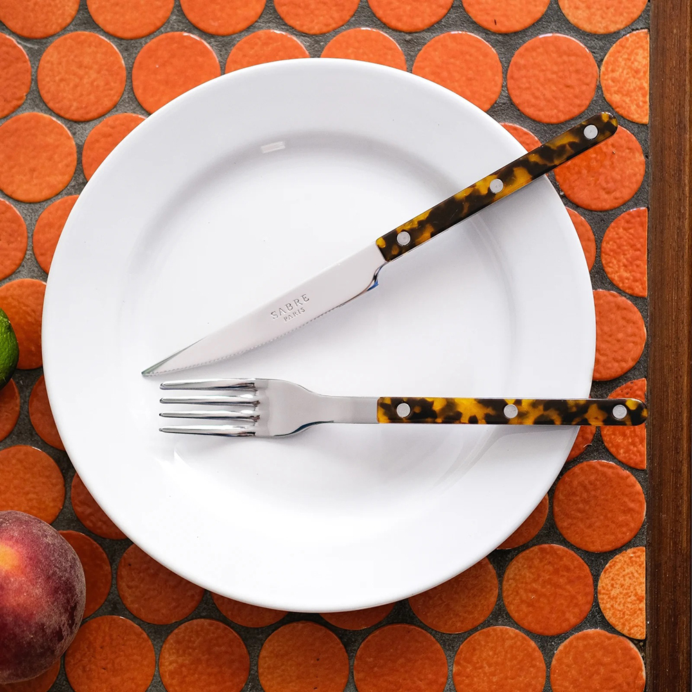 SABRE | Bistrot 復古酒館鈕扣系列 | 主餐刀 | 亮面 | 玳瑁