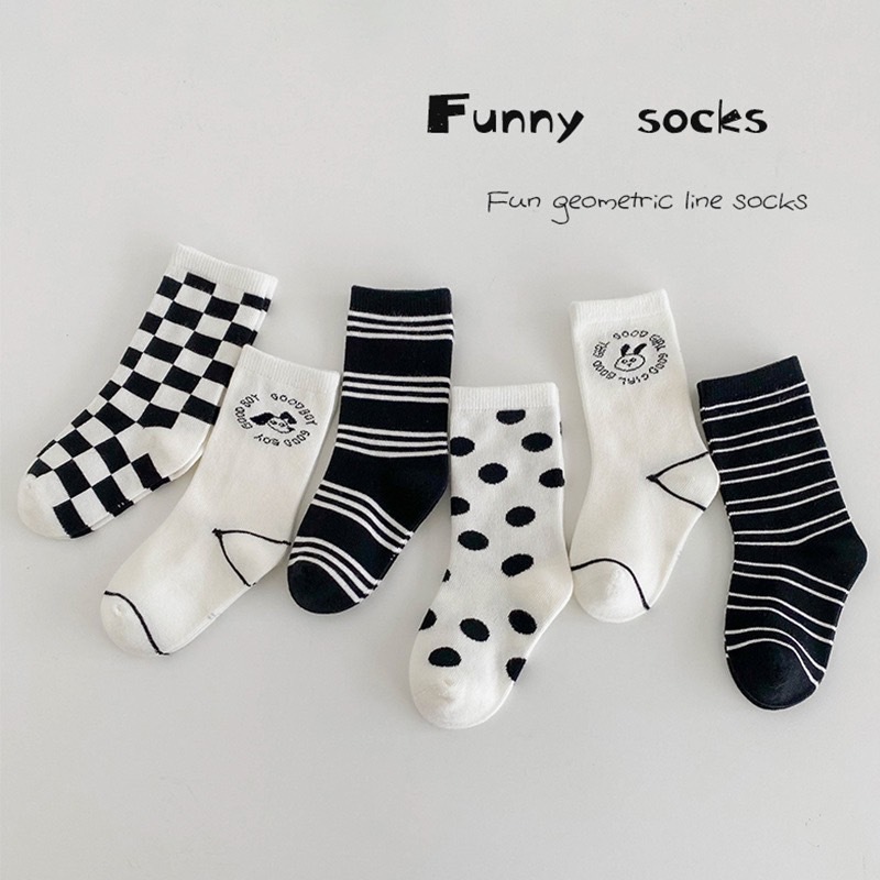 黑白狗狗條紋襪