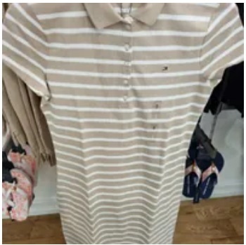 [S] TOMMY HILFIGER SLIM FIT STRIPE POLO DRESS,WILD HONEY MULTI, 76J3658-231 (STH332)