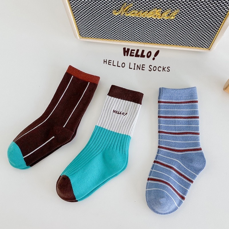 哈囉條紋拼色襪