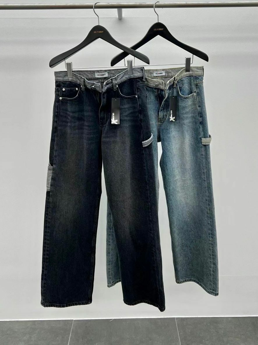 拼色鬆身牛仔褲 LIL-007J