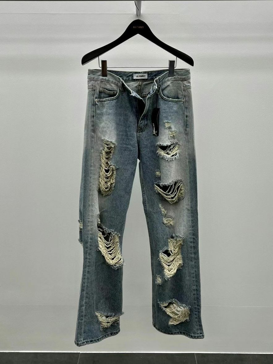 洗水破洞鬆身牛仔褲 LIL-008J